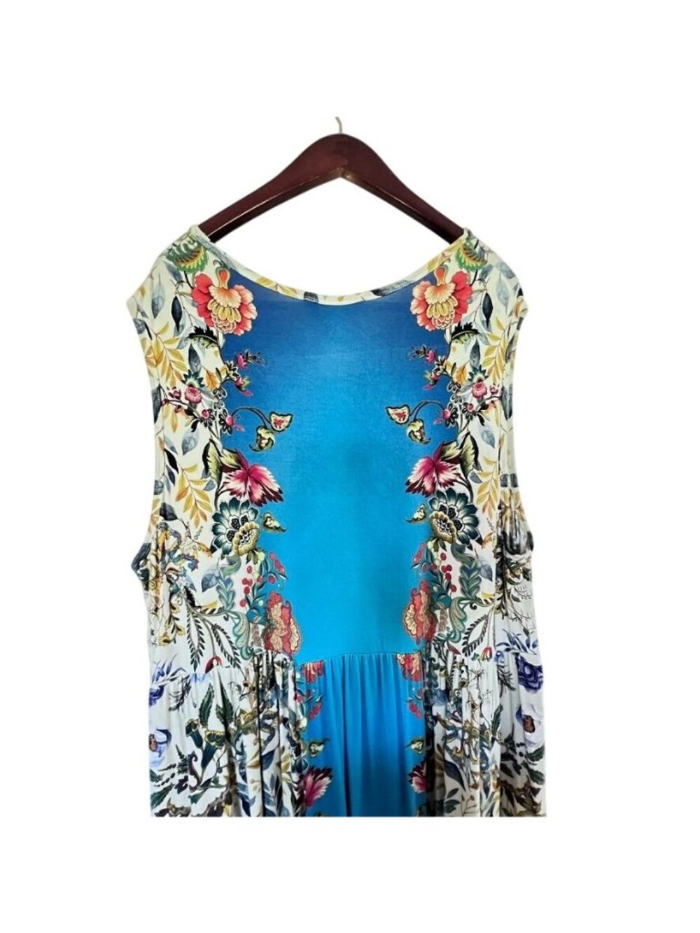 Johnny Was Womens Sz 2X Blu Easy Fit Midi Dress Soft Boho Floral Flowy Summer - Picture 7 of 16